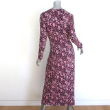 Isabel Marant Etoile Lisy Wrap-Front Dress Black/Pink Printed Jersey Size 42 NEW
