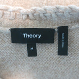 Theory Blanket Stitch Cashmere Cardigan Beige Size Medium V-Neck Sweater
