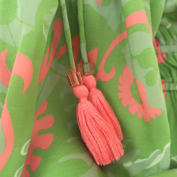 Cleobella Daniella Off the Shoulder Midi Dress Tropical Print Satin Size Small