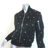 Sandro Silencio Studded Satin Bomber Jacket Black Size 1