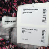 Isabel Marant Etoile Lisy Wrap-Front Dress Black/Pink Printed Jersey Size 42 NEW