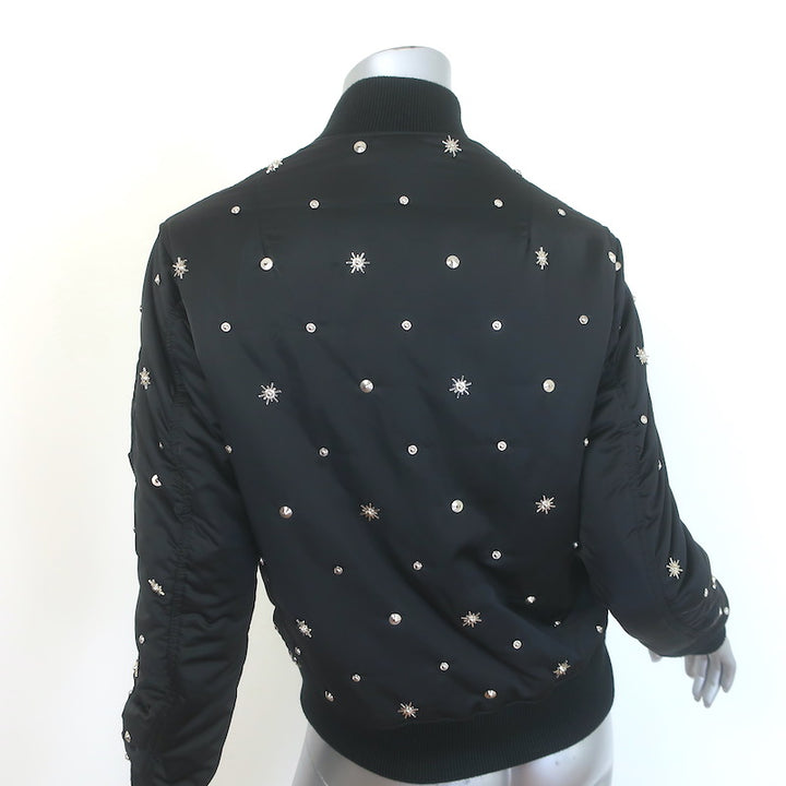 Sandro Silencio Studded Satin Bomber Jacket Black Size 1