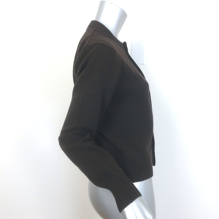 AMI Paris Ami de Coeur Embroidered Cardigan Dark Brown Cashmere-Wool Size Medium