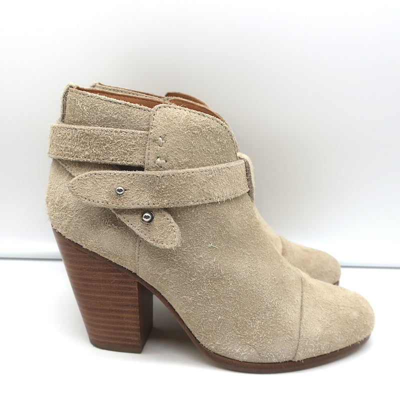 Rag &amp; Bone Harrow Ankle Boots Stucco Suede Size 37.5 High Heel Booties