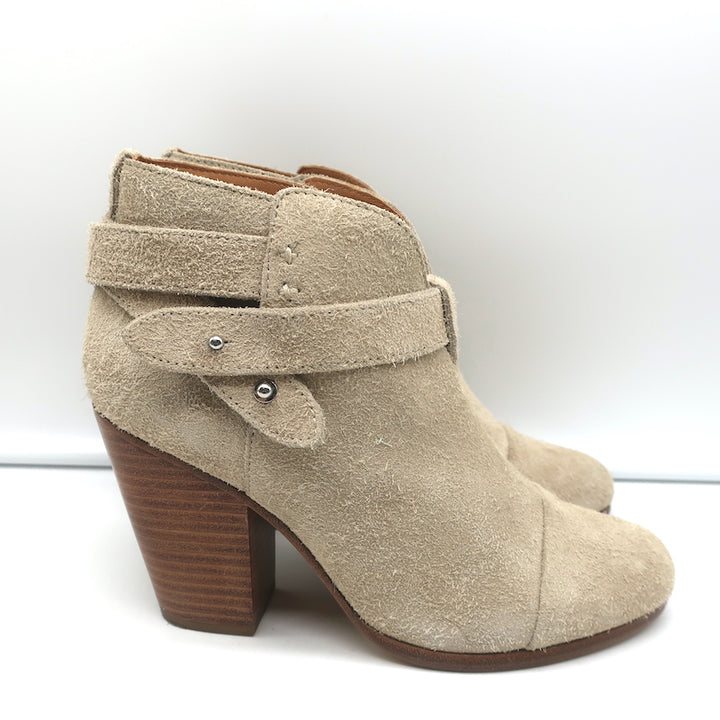 Rag &amp; Bone Harrow Ankle Boots Stucco Suede Size 37.5 High Heel Booties