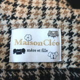 Maison Cleo Tie-Front Blouse Angele Beige Houndstooth Size Small Puff Sleeve Top