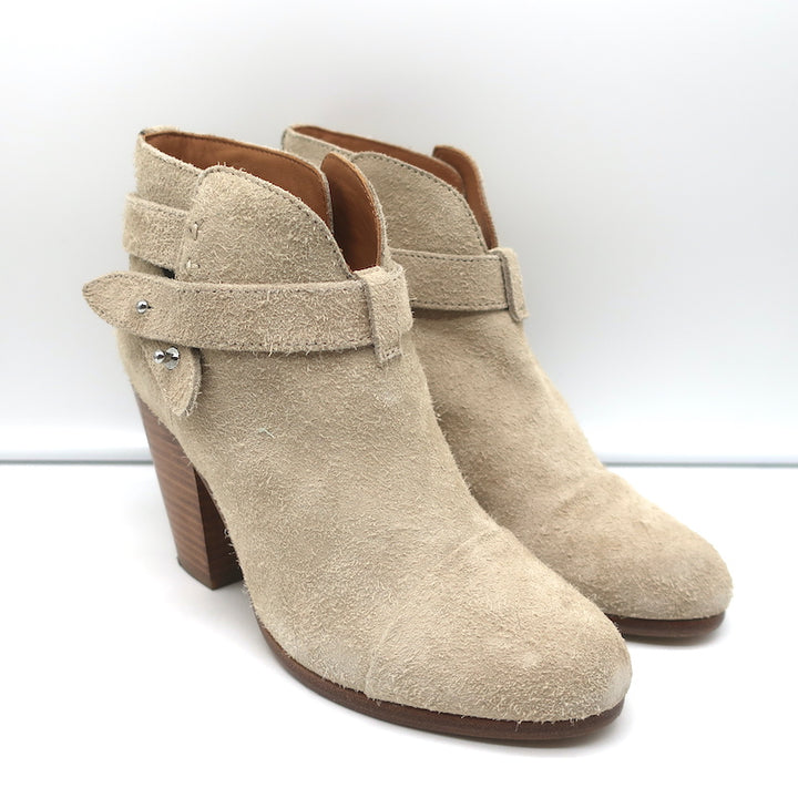 Rag &amp; Bone Harrow Ankle Boots Stucco Suede Size 37.5 High Heel Booties