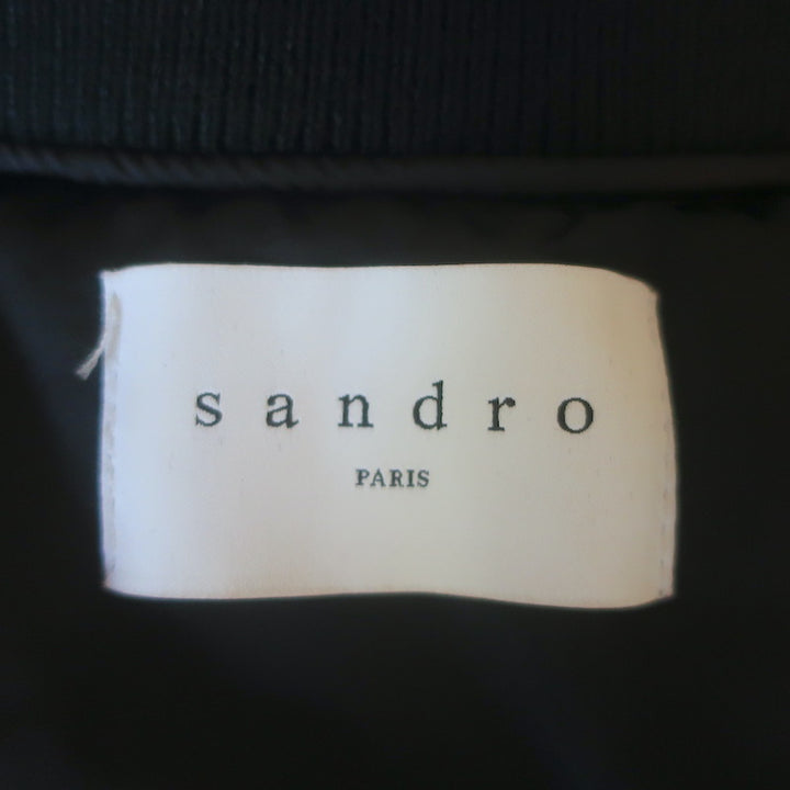 Sandro Silencio Studded Satin Bomber Jacket Black Size 1