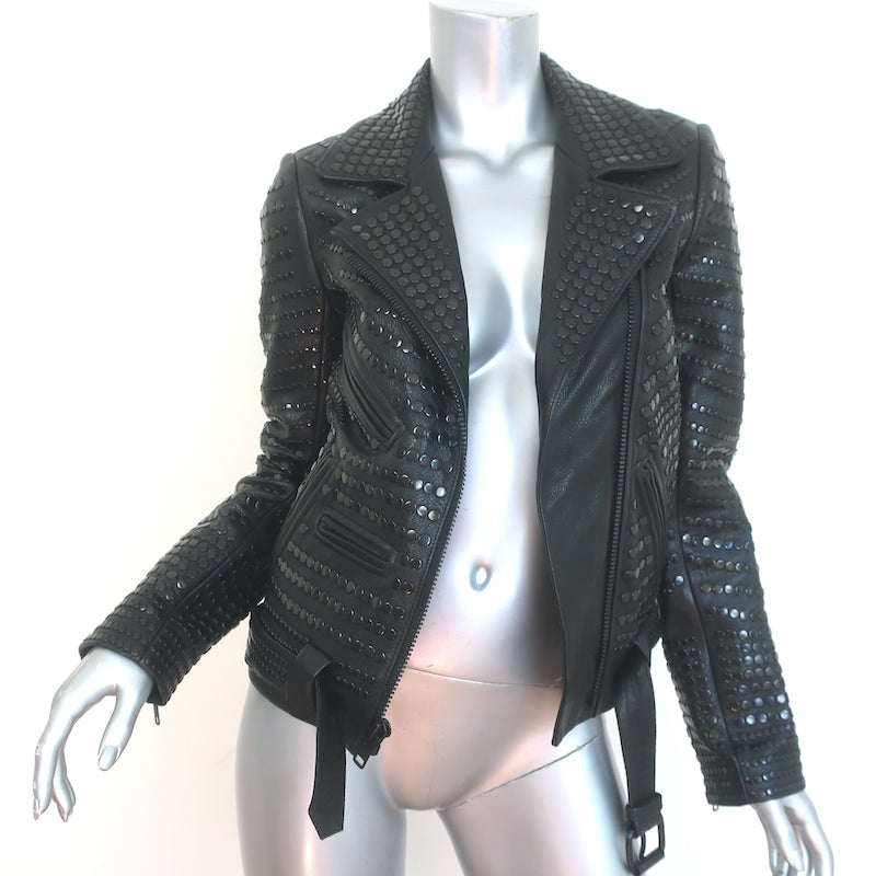 A.L.C. Blake Studded Leather Biker Jacket Black Size 6