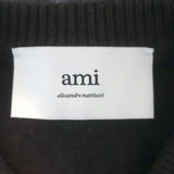 AMI Paris Ami de Coeur Embroidered Cardigan Dark Brown Cashmere-Wool Size Medium