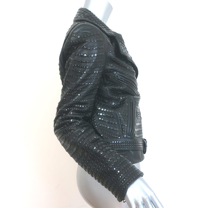 A.L.C. Blake Studded Leather Biker Jacket Black Size 6
