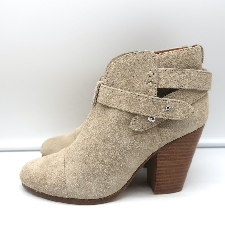 Rag &amp; Bone Harrow Ankle Boots Stucco Suede Size 37.5 High Heel Booties