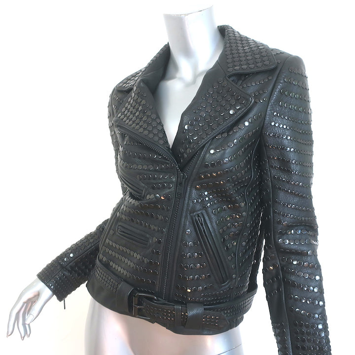 A.L.C. Blake Studded Leather Biker Jacket Black Size 6
