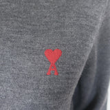 AMI Paris Ami De Coeur Embroidered Crewneck Sweater Gray Wool Size Small