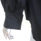 Christian Dior Butterfly Beaded & Embroidered Ruffle Neck Shirt Black Size US 6