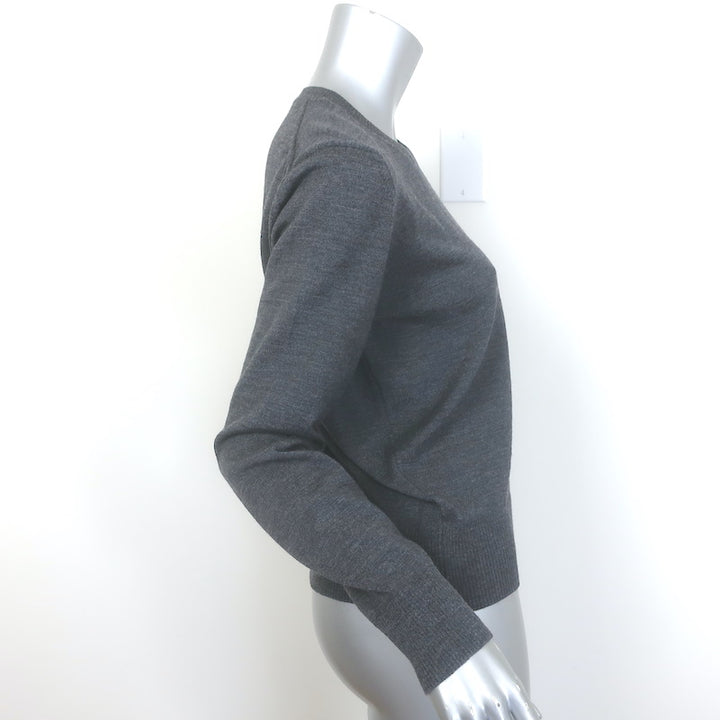AMI Paris Ami De Coeur Embroidered Crewneck Sweater Gray Wool Size Small