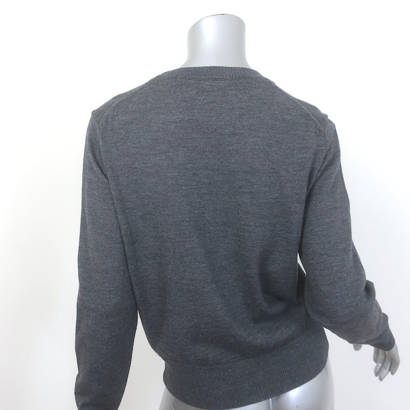 AMI Paris Ami De Coeur Embroidered Crewneck Sweater Gray Wool Size Small