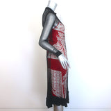 Altuzarra Kleber Layered Fishnet Long Sleeve Dress Black/Red Size 36