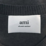 AMI Paris Ami De Coeur Embroidered Crewneck Sweater Gray Wool Size Small