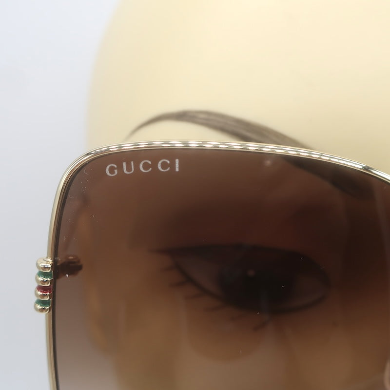 Gucci Not A Fork Oversized Square Sunglasses Gold 62mm GG282SA 003