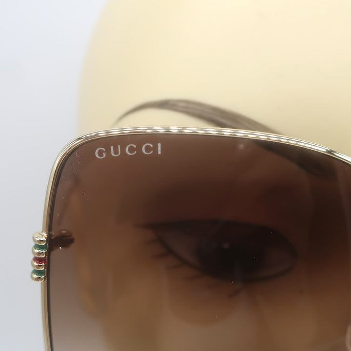 Gucci Not A Fork Oversized Square Sunglasses Gold 62mm GG282SA 003