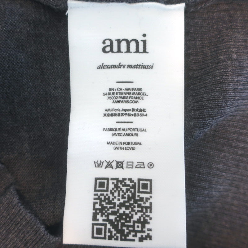 AMI Paris Ami De Coeur Embroidered Crewneck Sweater Gray Wool Size Small
