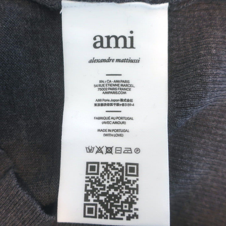 AMI Paris Ami De Coeur Embroidered Crewneck Sweater Gray Wool Size Small