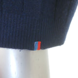 Kule Shirt-Cuff Cashmere Crewneck Sweater Navy Ribbed Knit Size Small