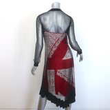 Altuzarra Kleber Layered Fishnet Long Sleeve Dress Black/Red Size 36
