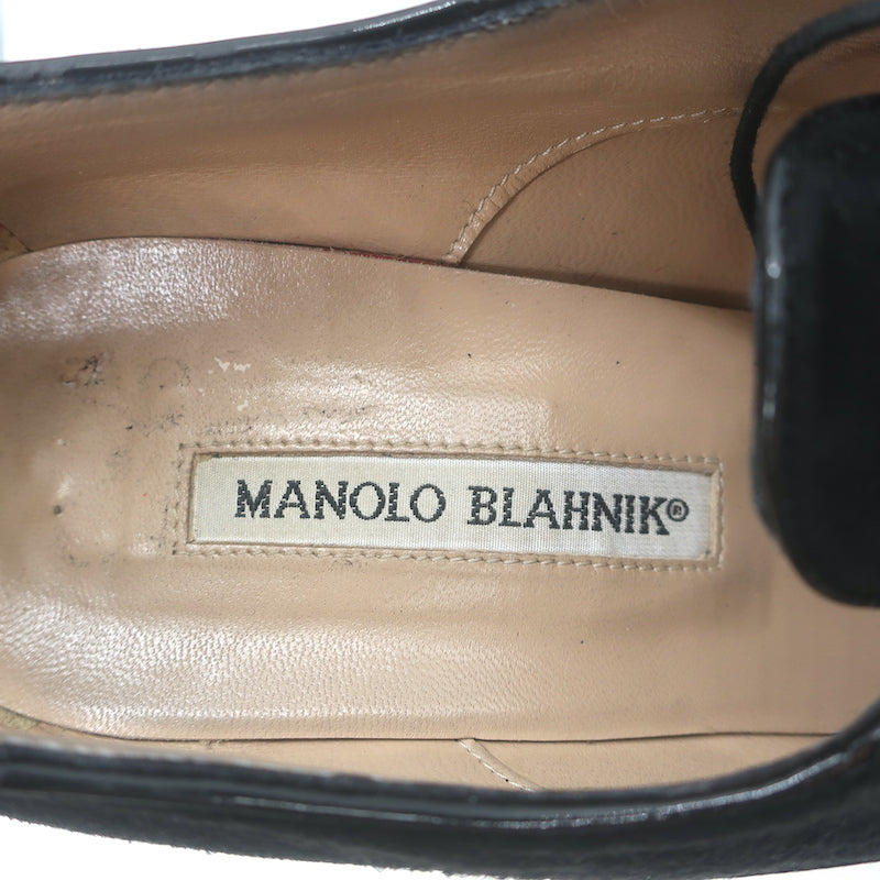 Manolo Blahnik Lace-Up Oxford Pumps Black Patent Leather &amp; Suede Size 40