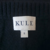 Kule Shirt-Cuff Cashmere Crewneck Sweater Navy Ribbed Knit Size Small