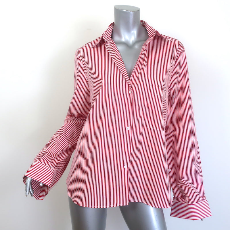 TWP Next Morning Shirt Red/White Striped Cotton Size Extra Small/Small