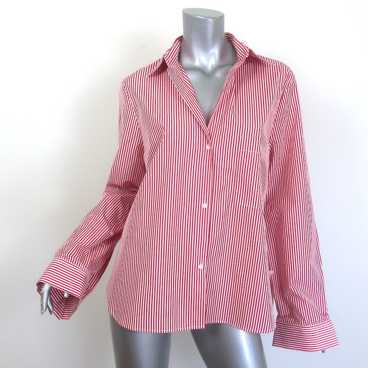TWP Next Morning Shirt Red/White Striped Cotton Size Extra Small/Small