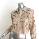 L'Agence Seychelle Lace Cropped Shirt Almond Size Medium Long Sleeve Top NEW