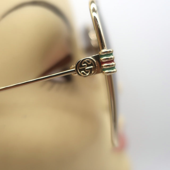 Gucci Not A Fork Oversized Square Sunglasses Gold 62mm GG282SA 003
