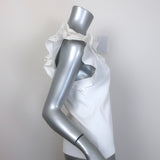 Veronica Beard Cathie Ruffle Top White Ribbed Stretch Cotton Size Medium NEW