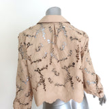 L'Agence Seychelle Lace Cropped Shirt Almond Size Medium Long Sleeve Top NEW
