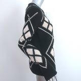 Khaite Harley Diamond-Intarsia Cashmere Sweater Black/Cream Size Small