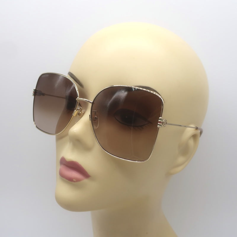 Gucci Not A Fork Oversized Square Sunglasses Gold 62mm GG282SA 003