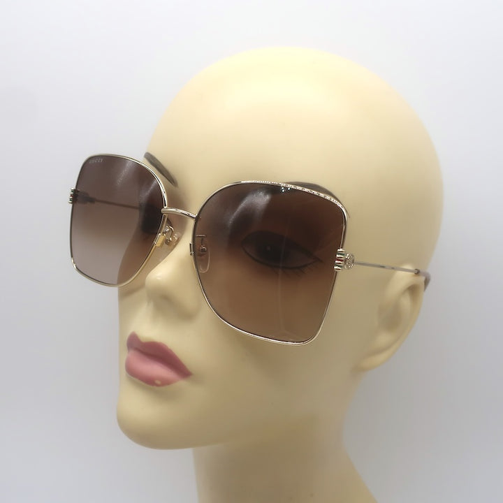 Gucci Not A Fork Oversized Square Sunglasses Gold 62mm GG282SA 003