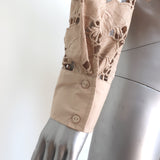 L'Agence Seychelle Lace Cropped Shirt Almond Size Medium Long Sleeve Top NEW