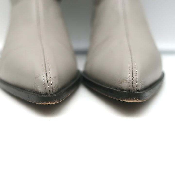 Tibi Leo Stretch Faux Leather Pointed Toe Boots Gray Size 38