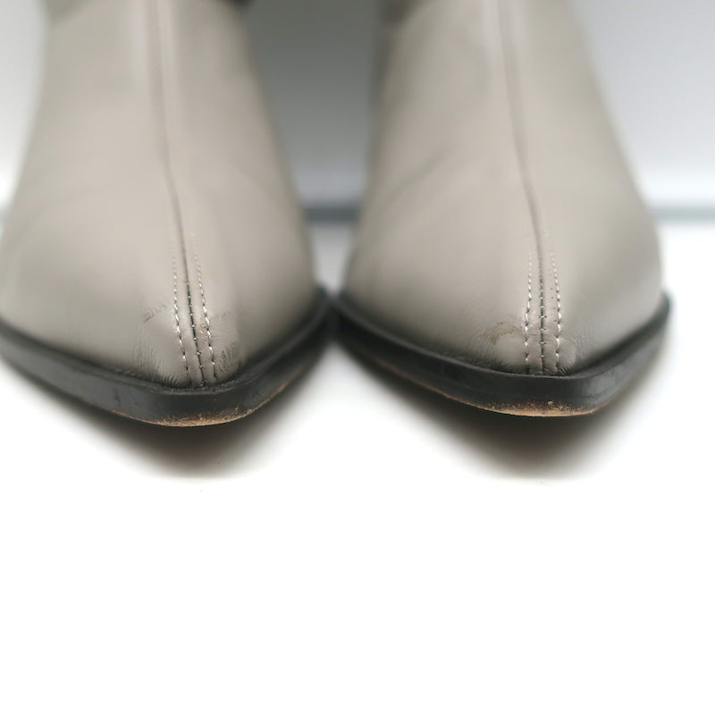 Tibi Leo Stretch Faux Leather Pointed Toe Boots Gray Size 38 Celebrity Owned Tibi Leo Stretch Faux Leather Pointed Toe Boots Gray Size 38 Celebrity Owned