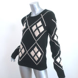Khaite Harley Diamond-Intarsia Cashmere Sweater Black/Cream Size Small