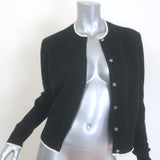 Theory Tipped Cashmere Crewneck Cardigan Black Size Small