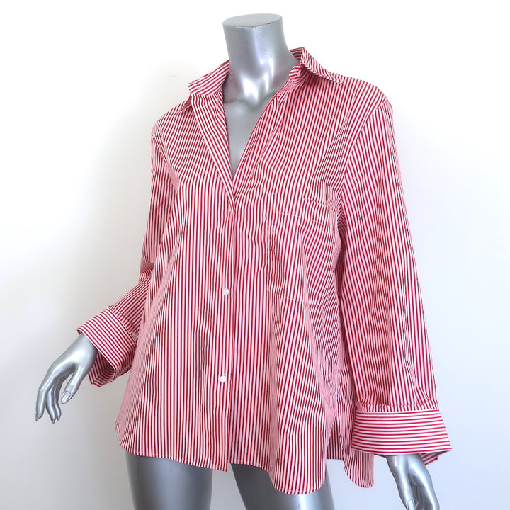 TWP Next Morning Shirt Red/White Striped Cotton Size Extra Small/Small