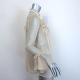 Gucci Tie-Neck Ruffled Chiffon Blouse Ivory Size 36 Long Sleeve Button-Up Top