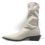 Tibi Leo Stretch Faux Leather Pointed Toe Boots Gray Size 38