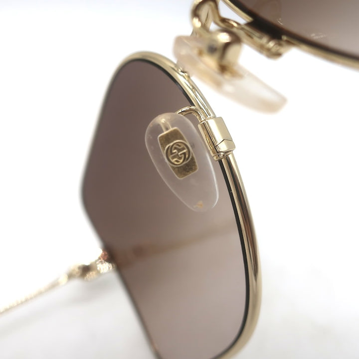 Gucci Not A Fork Oversized Square Sunglasses Gold 62mm GG282SA 003