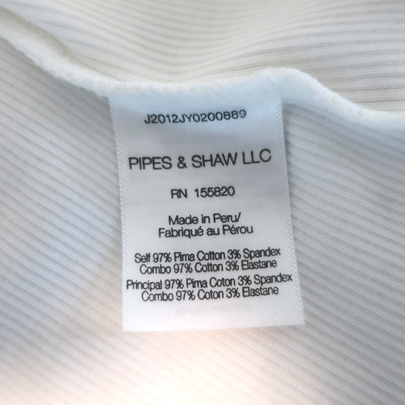 Veronica Beard Cathie Ruffle Top White Ribbed Stretch Cotton Size Medium NEW